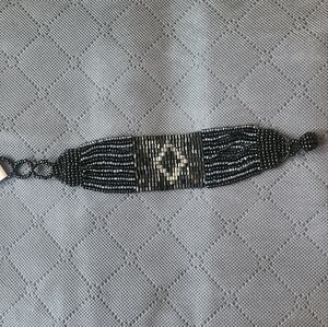 Handmade Black and Silver Beaded Bracelet